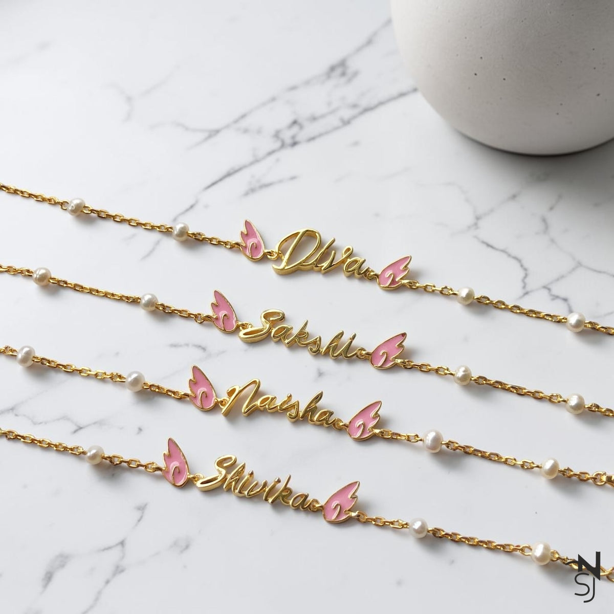 Custom Name Angel Wings Bracelet