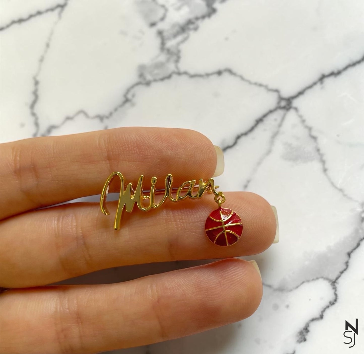 Custom Name Basketball Collar Pin