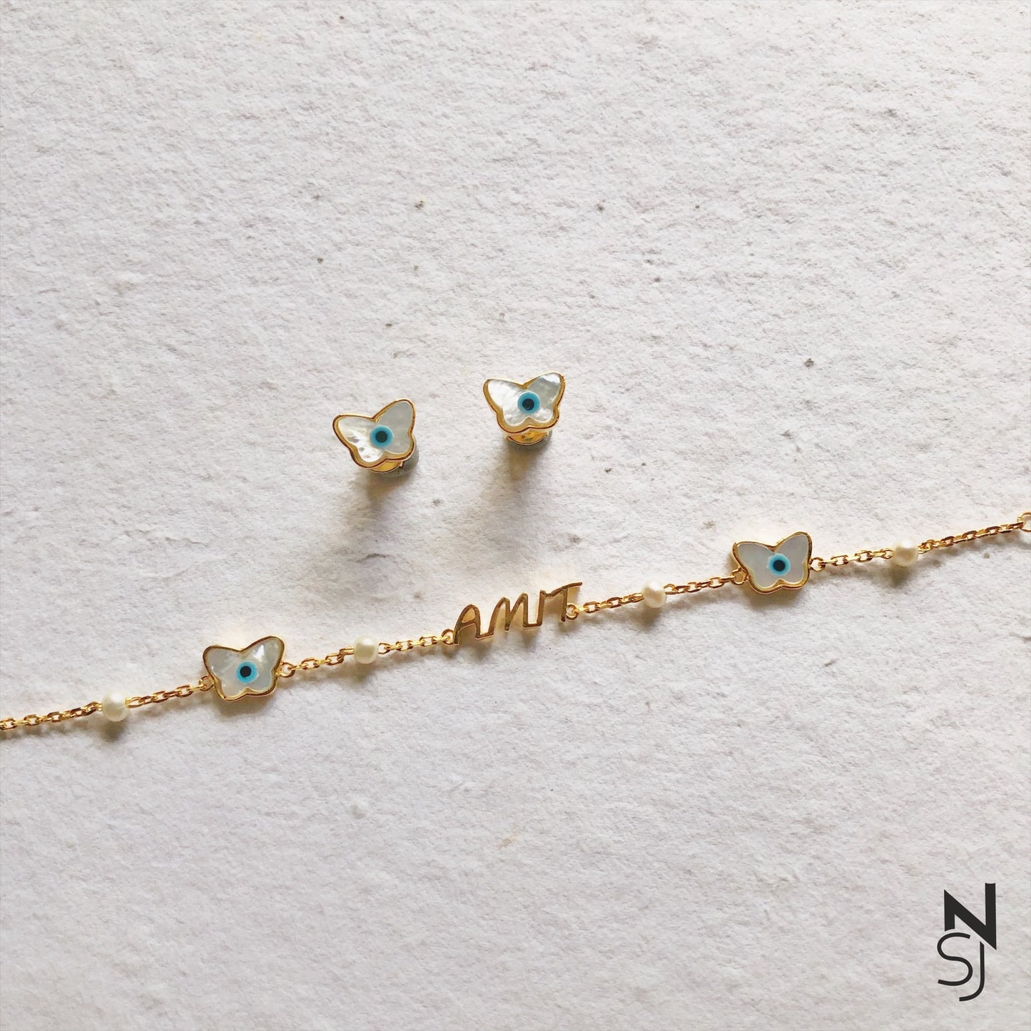 Custom Name Bracelet & Studs Set