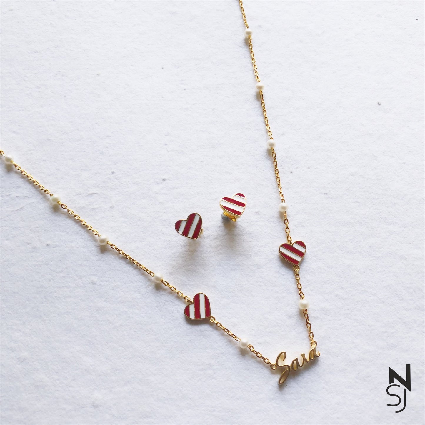 Custom Name Heartsong Neckchain & Studs Set