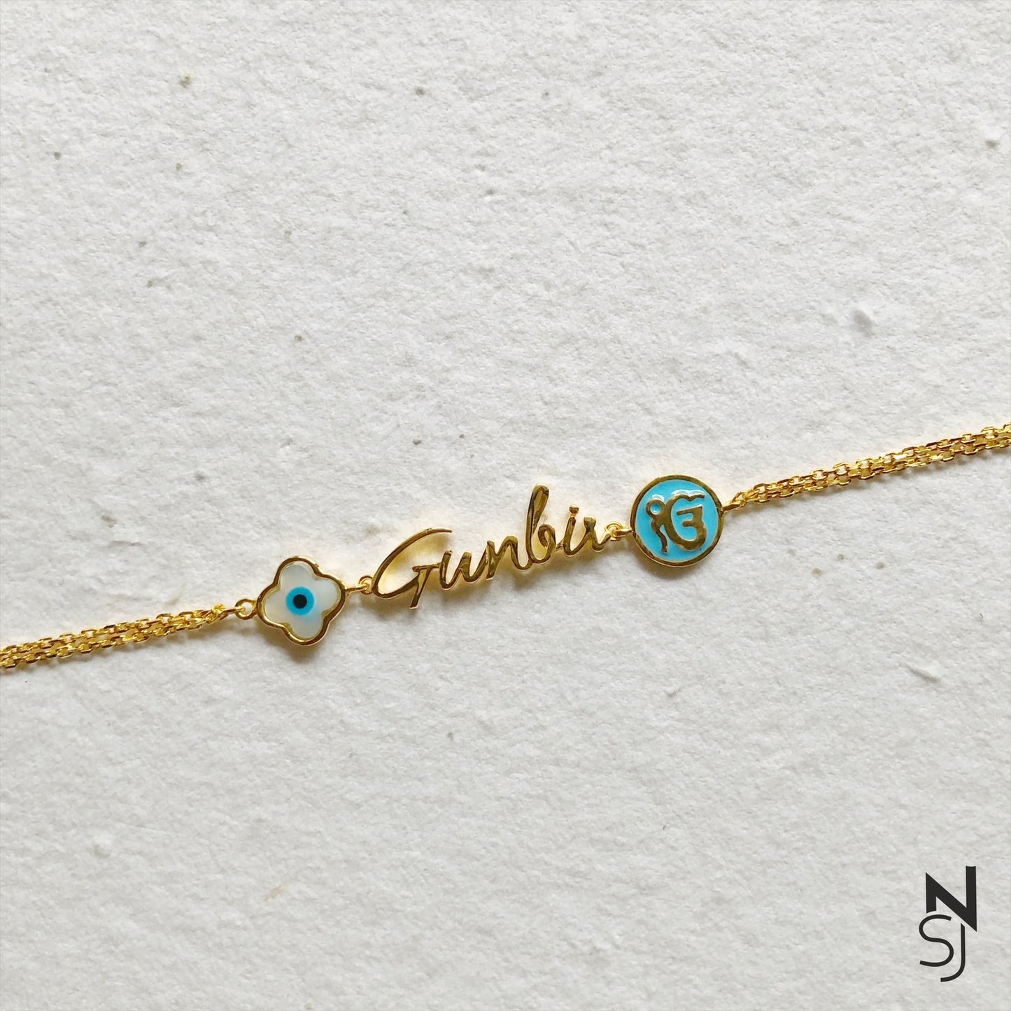 Custom Name Ik Onkar Evil Eye Bracelet