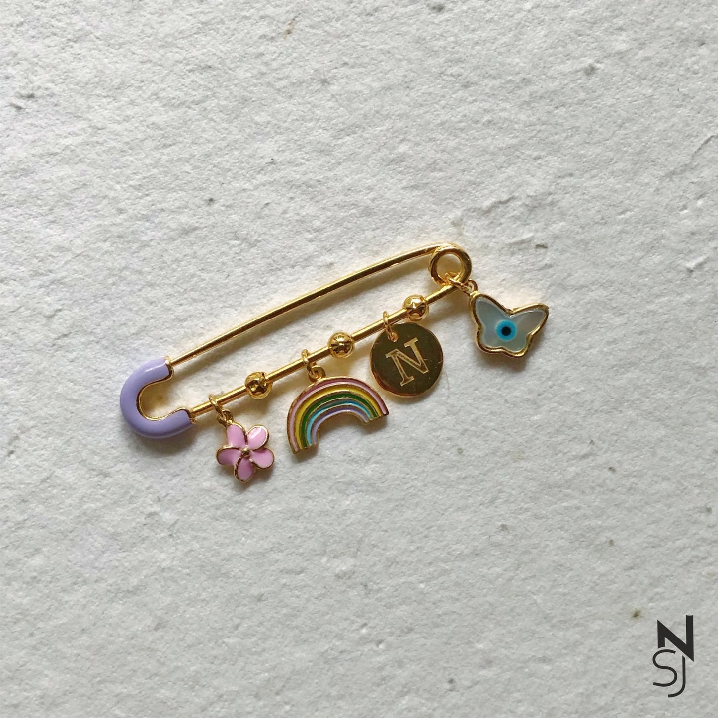 Rainbow Initial Brooch