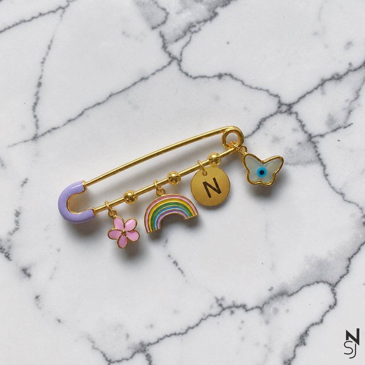 Rainbow Initial Brooch