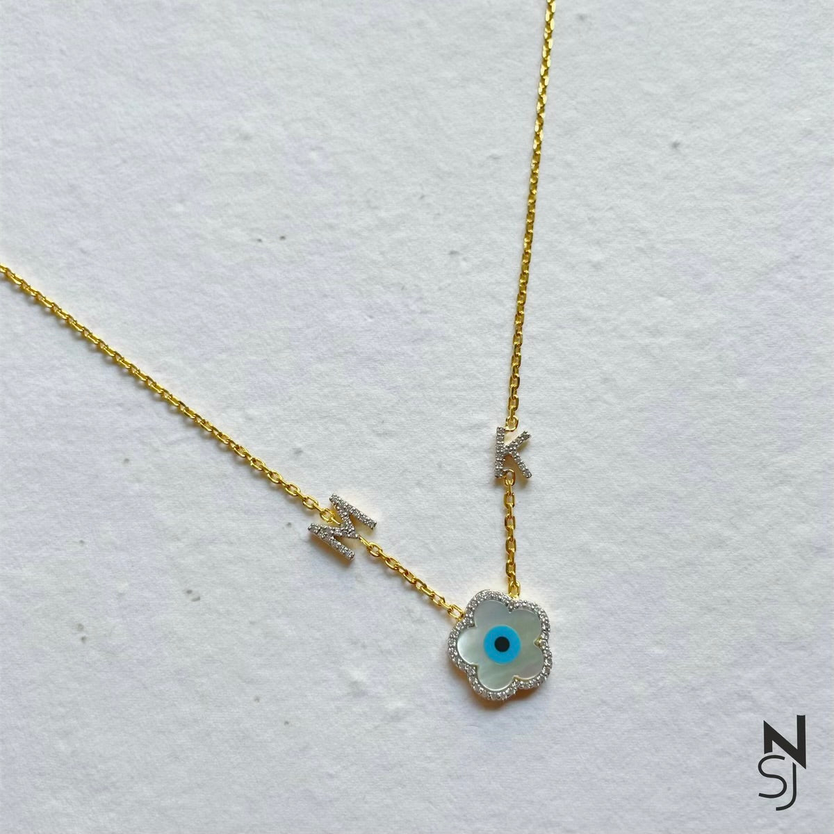 Bespoke Floral Guardian Initial Necklace