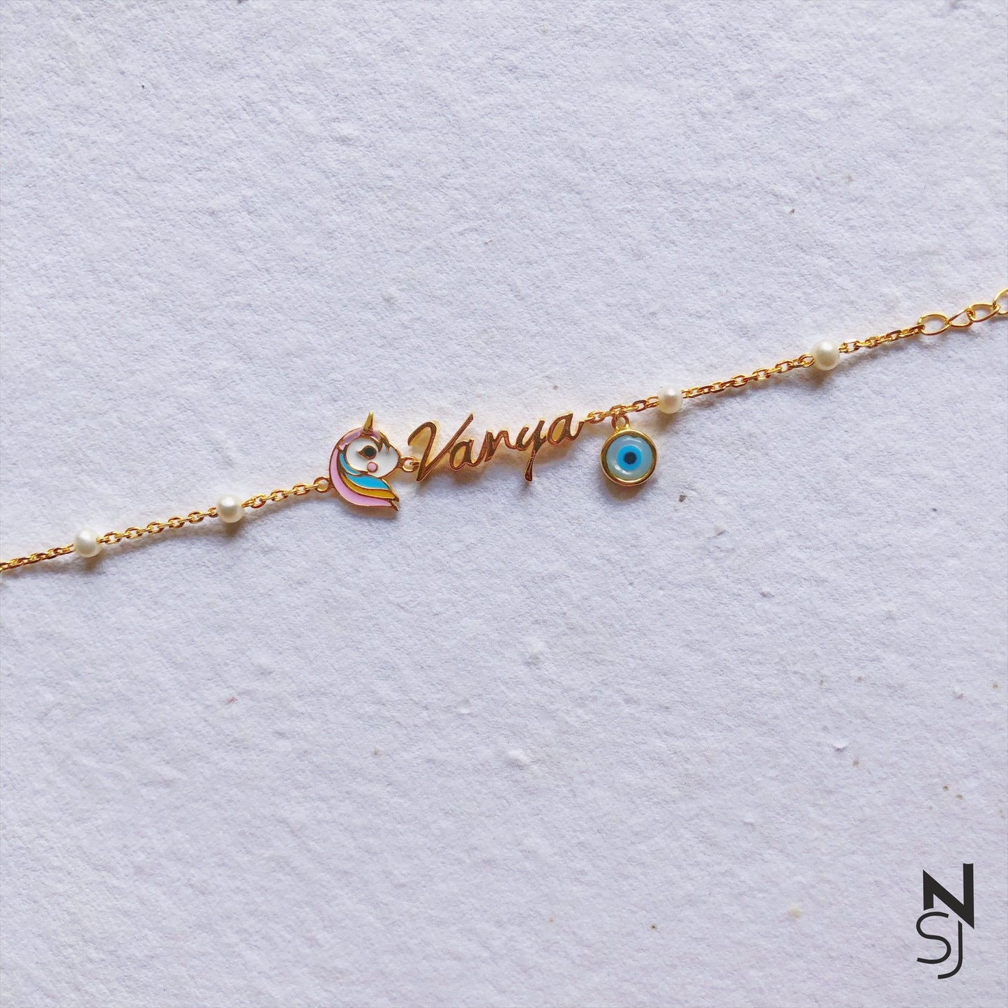Custom Name Unicorn Evil Eye Bracelet