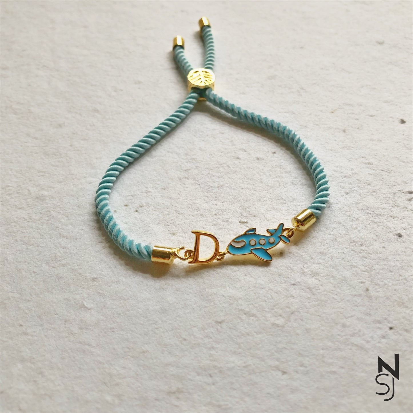 Aeroplane Initial Bracelet