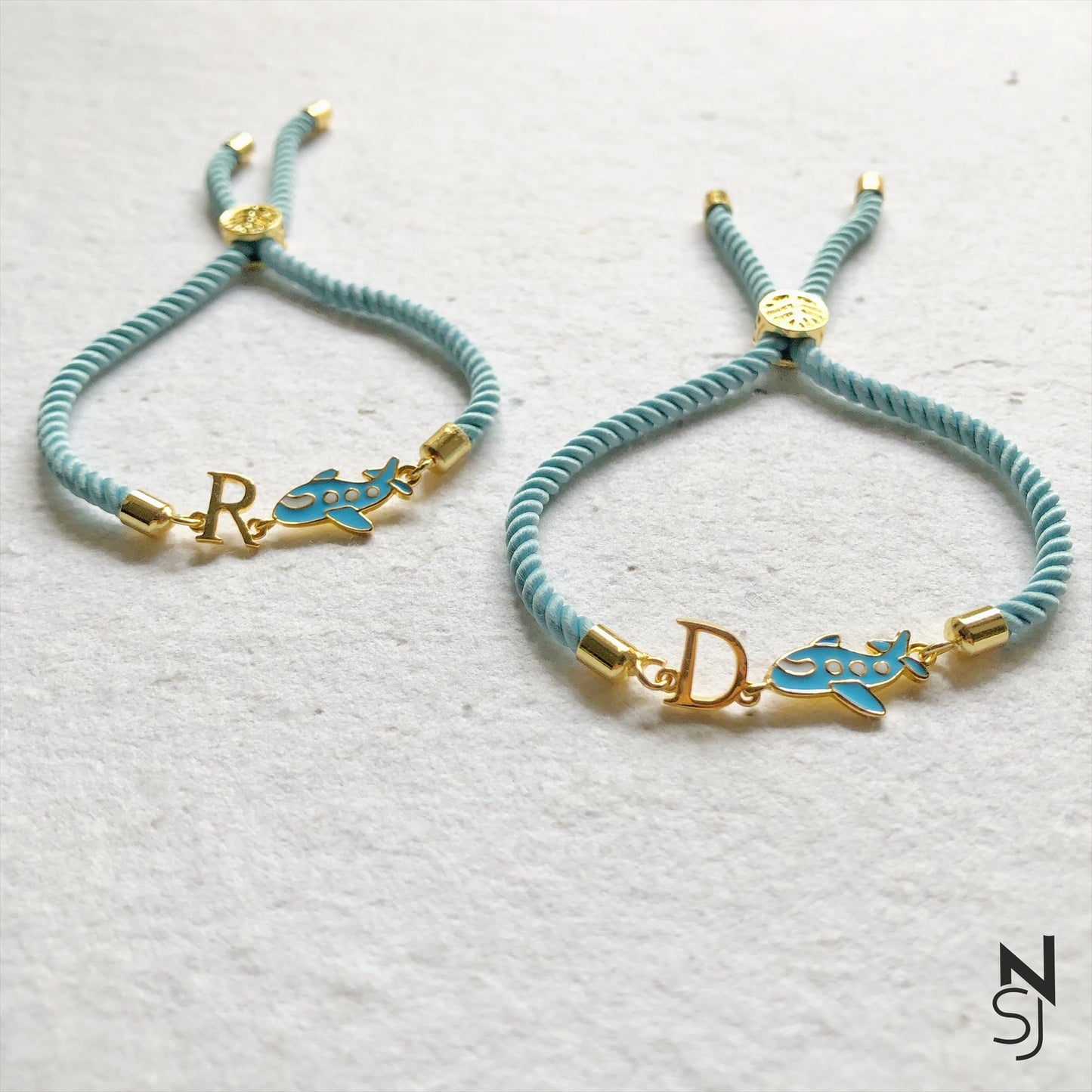 Aeroplane Initial Bracelet