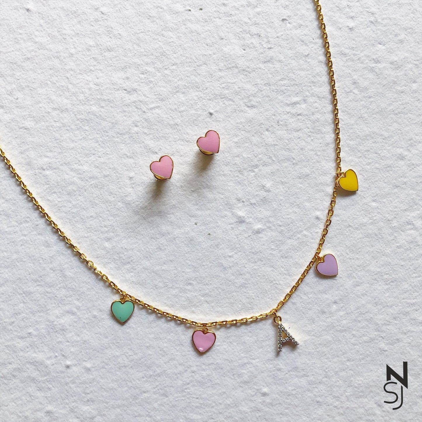 Heartsong Initial Neckchain & Studs Set