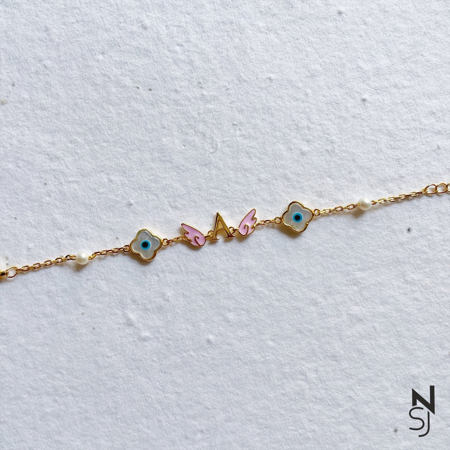 Angel Wing Evil Eye Bracelet