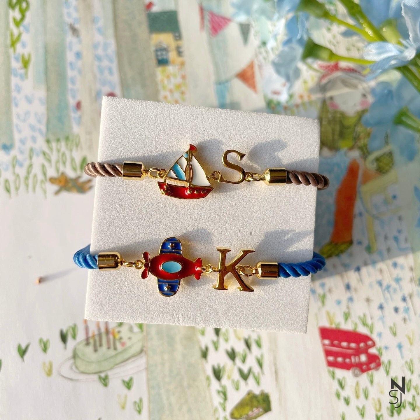 Plane Initial Bracelet