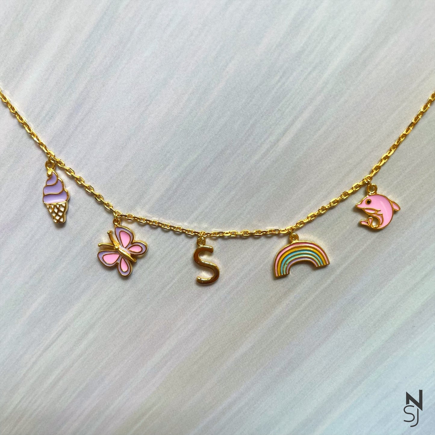 Custom Initial Dolphin Fantasy Charm Bracelet