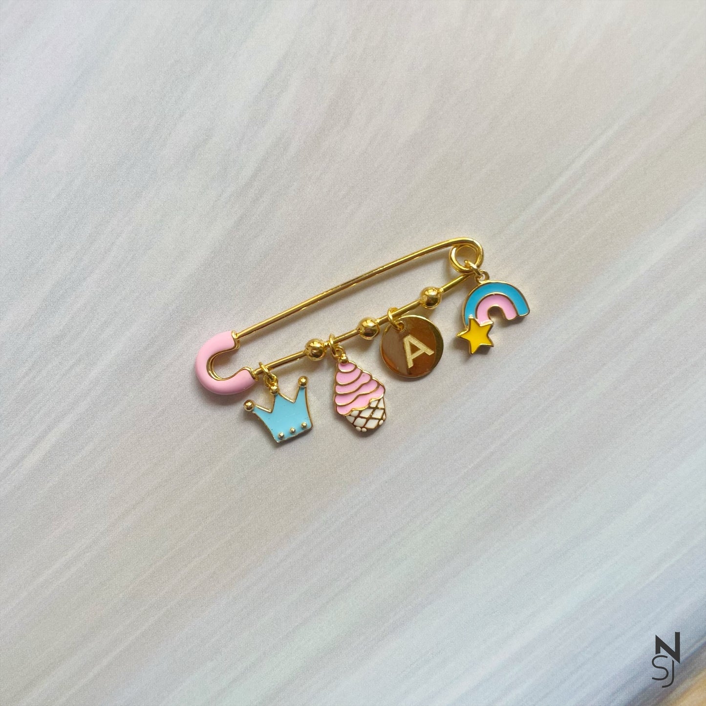 Cupcake Initial Brooch