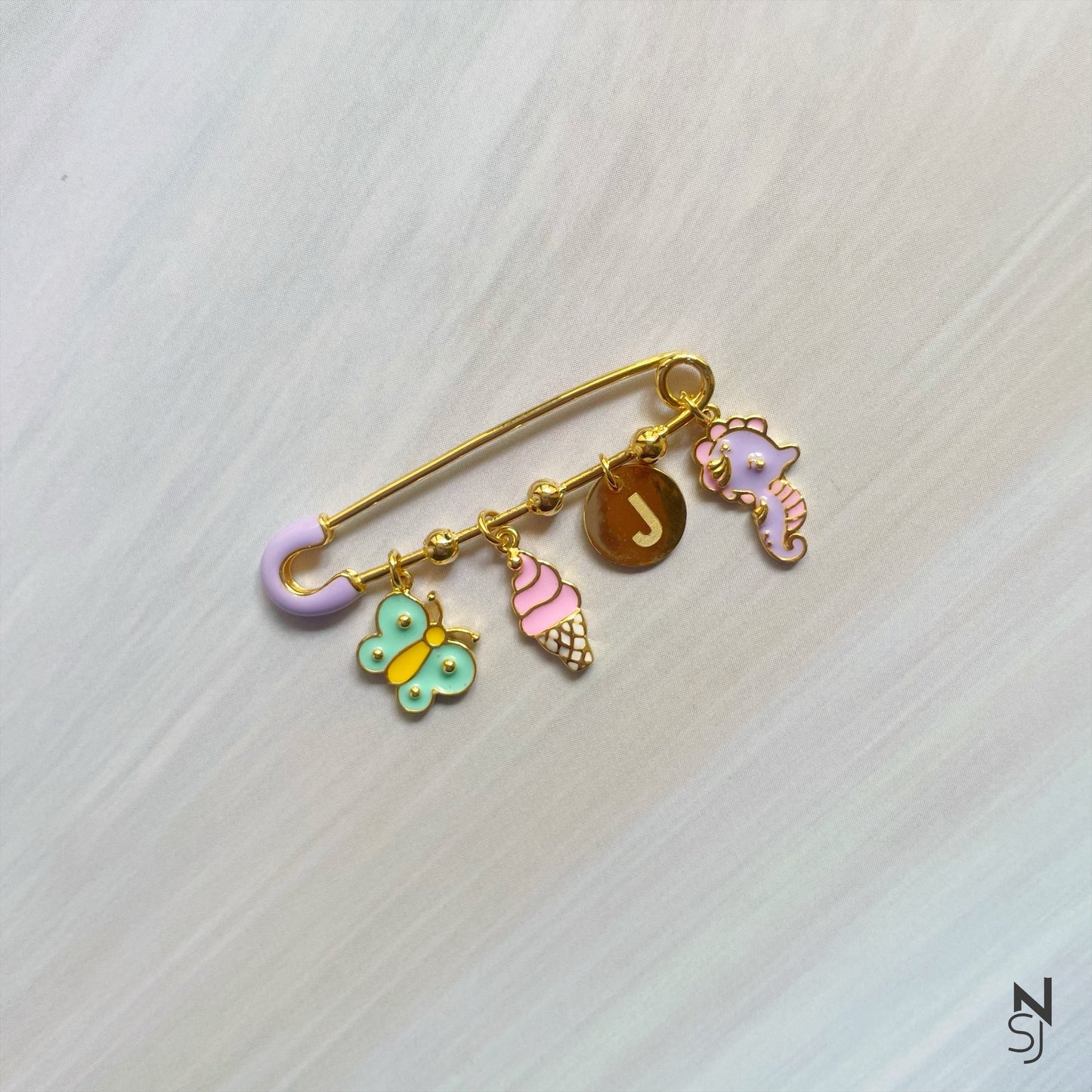 Seahorse Initial Brooch