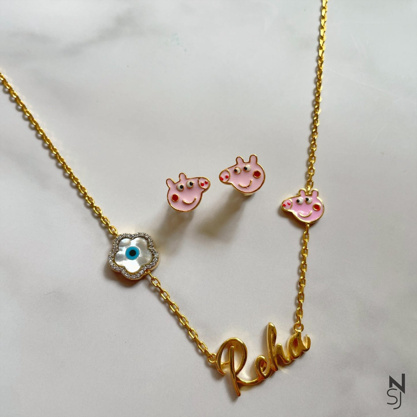 Peppa Name Neckchain & Studs Set