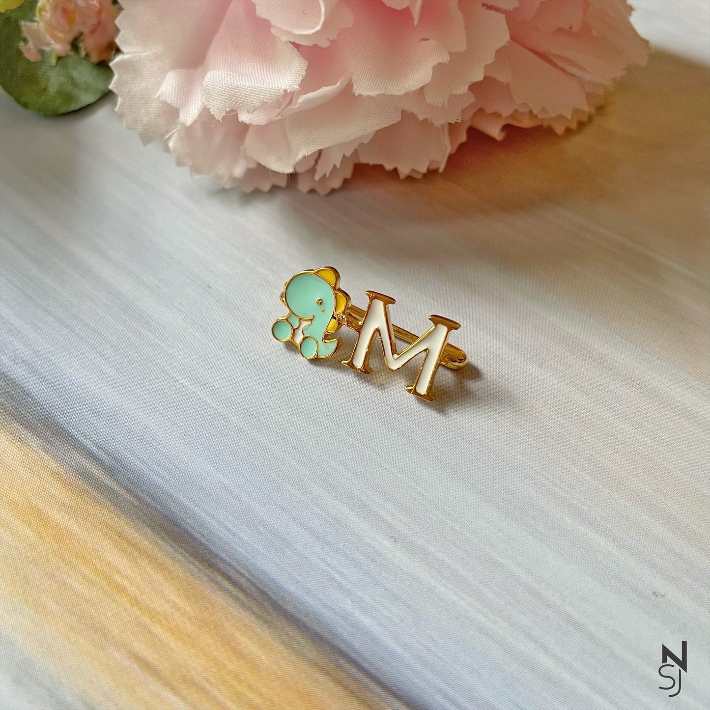 Dino Initial Collar Pin