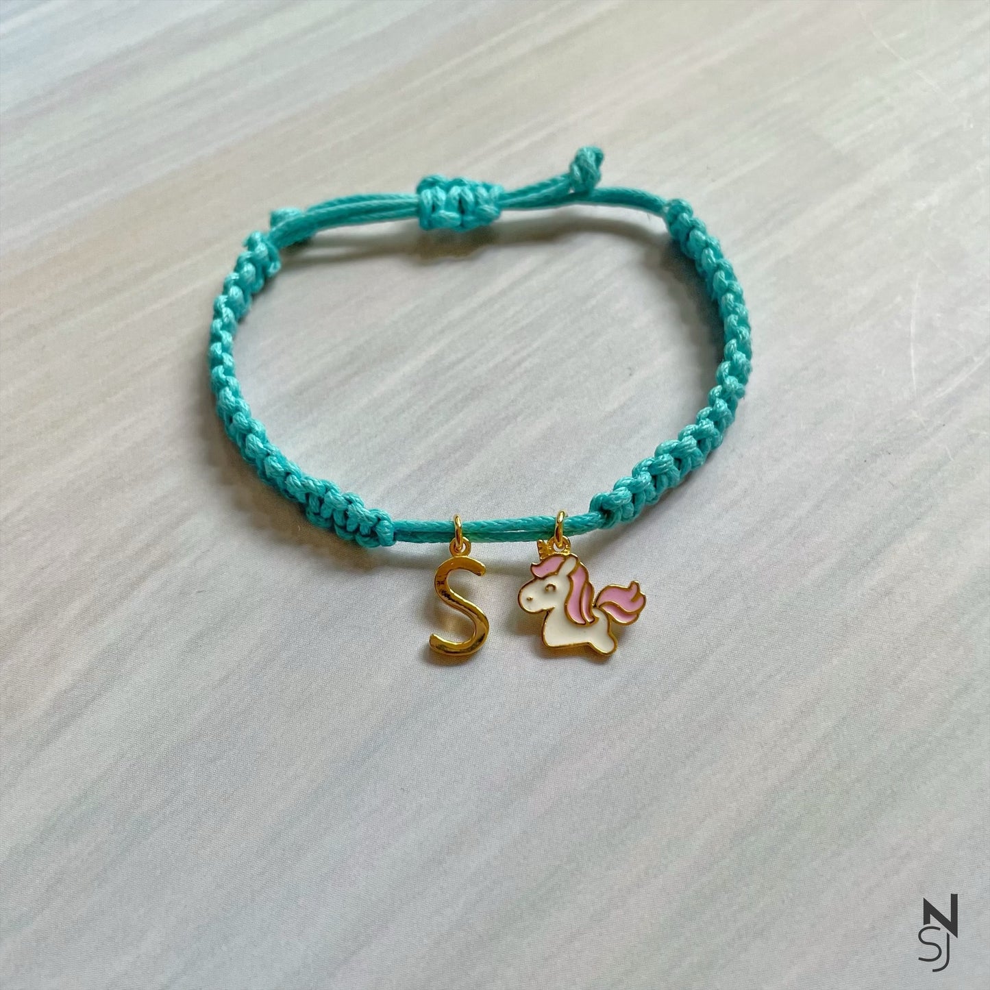 Unicorn Initial Adjustable Bracelet