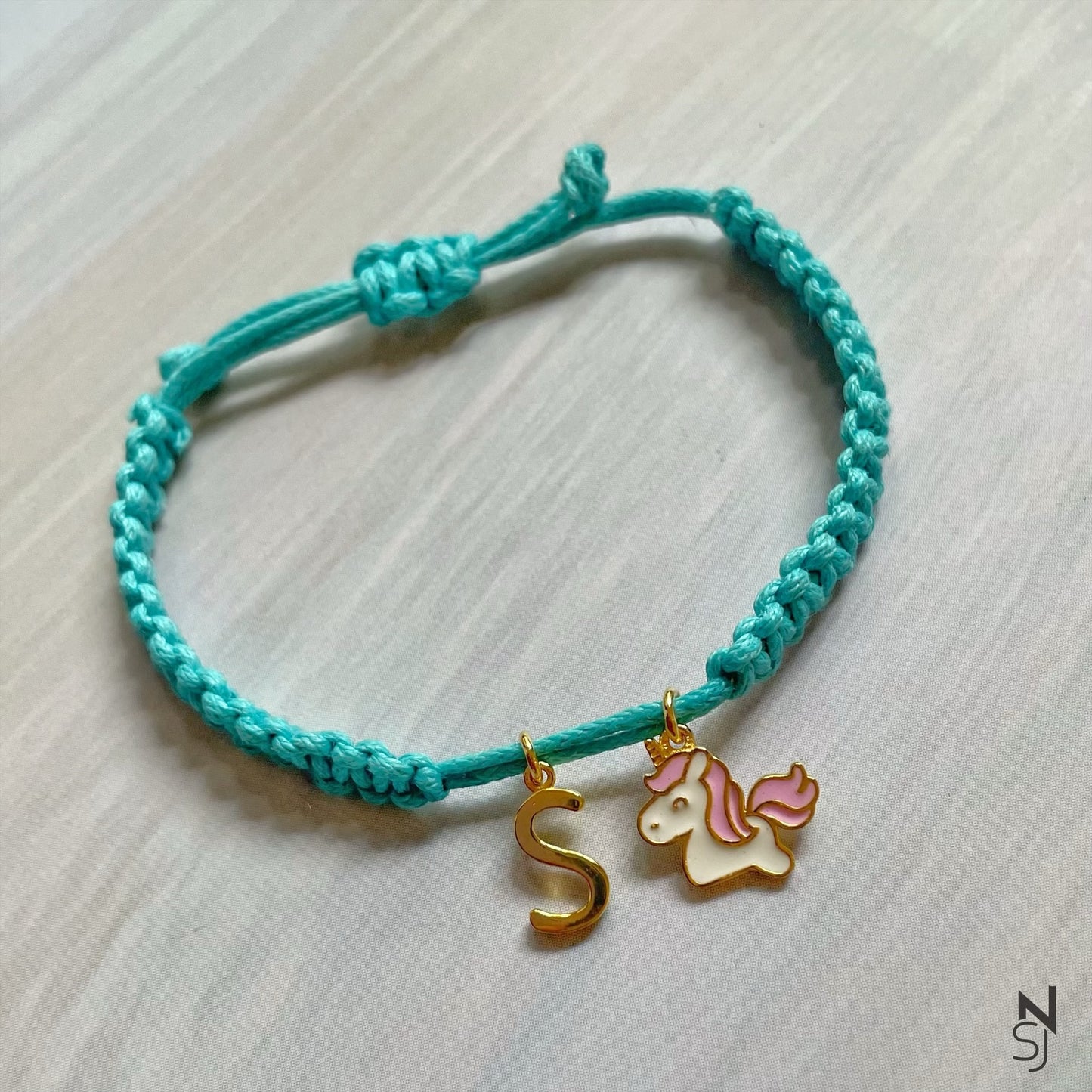 Unicorn Initial Adjustable Bracelet