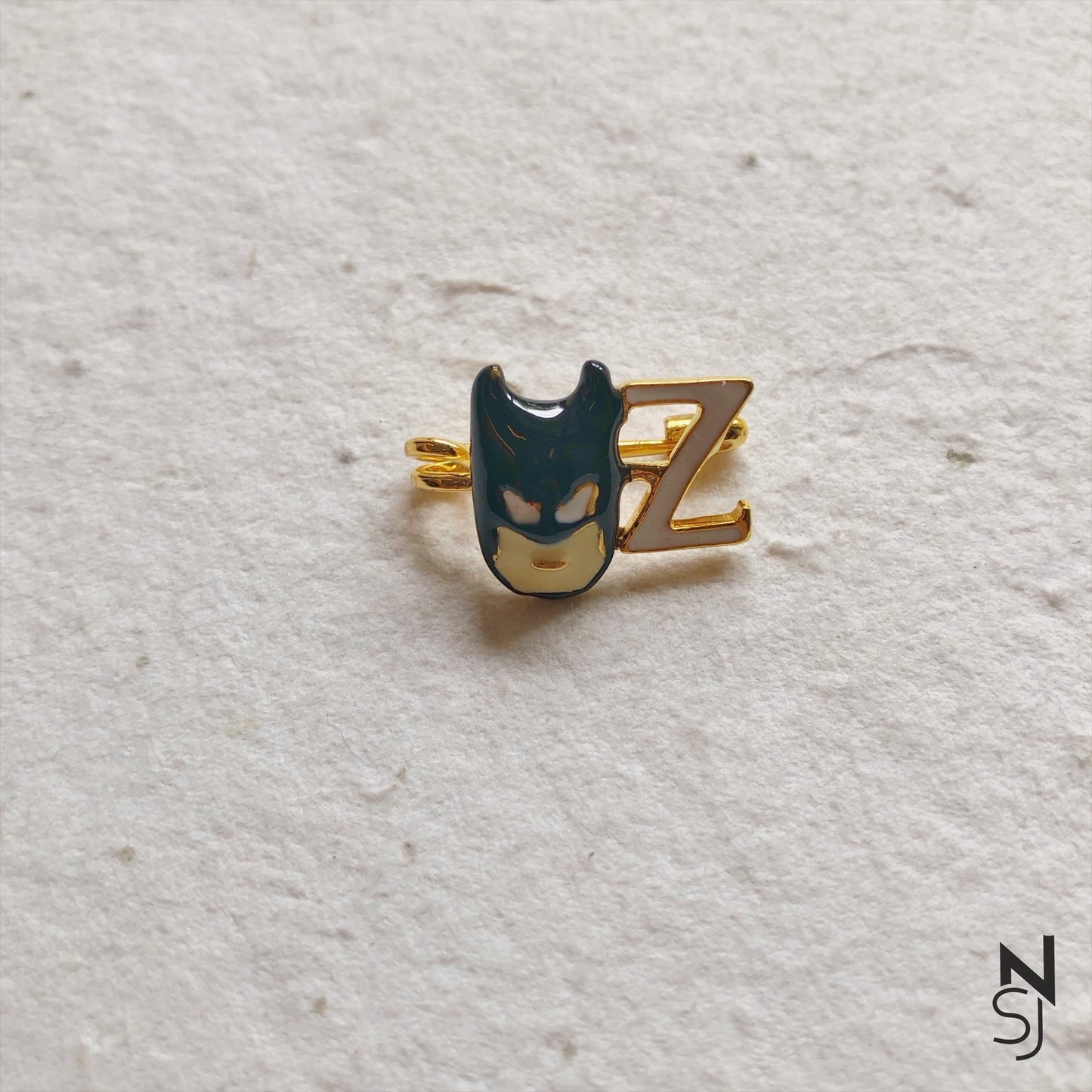 Batman Initial Collar Pin | Personalised 925 Silver Jewellery for Kids | Niashine