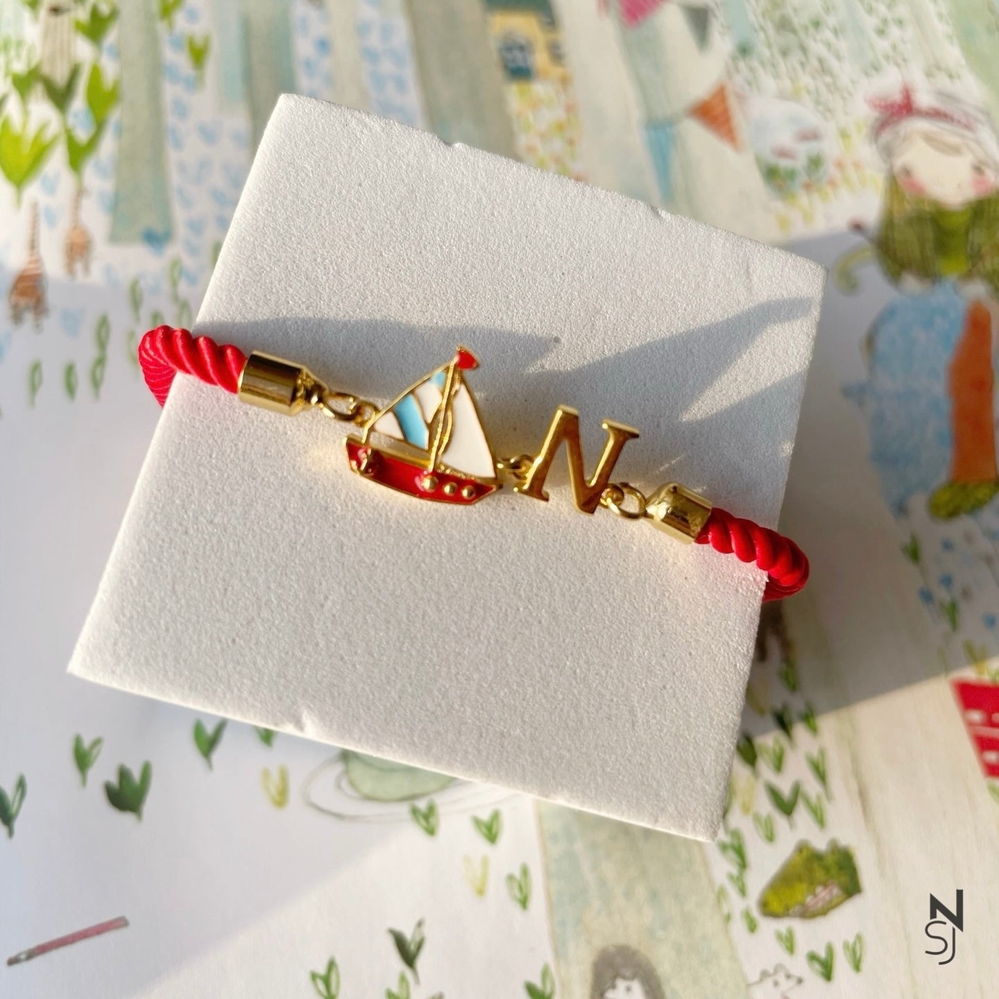 Sailboat Initial Bracelet