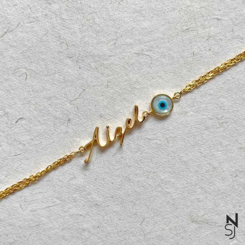 Custom Name Evil Eye Bracelet