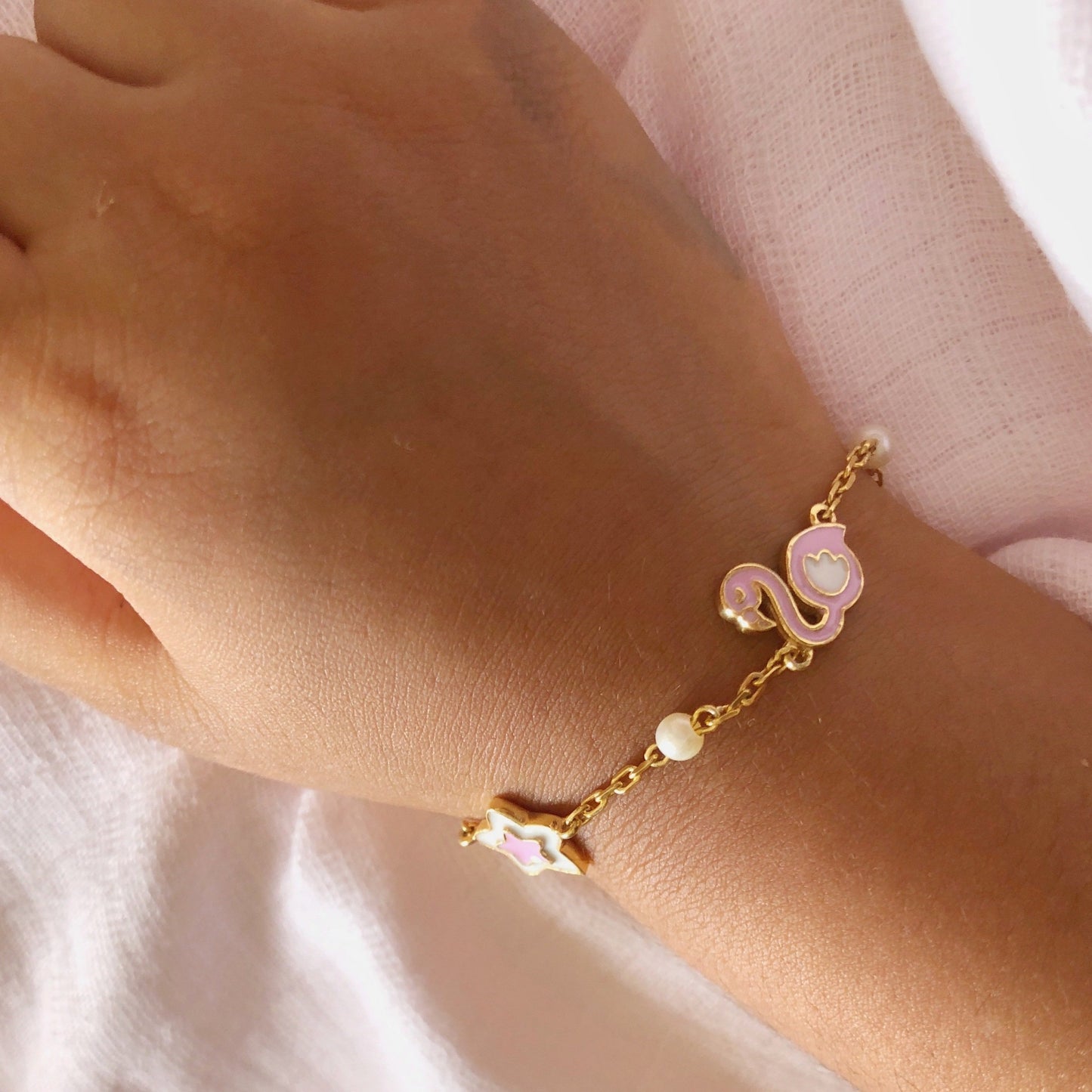 Flamingo & Stars Bracelet | Personalised 925 Silver Jewellery for Kids | Niashine