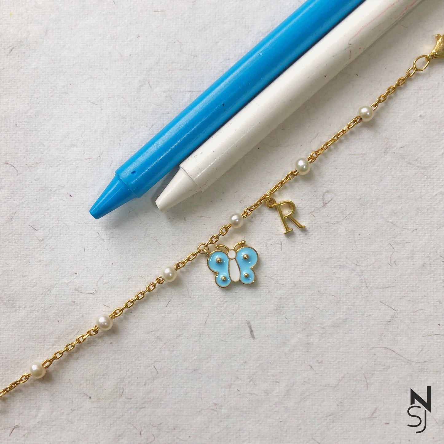 Butterfly & Custom Initial Bracelet