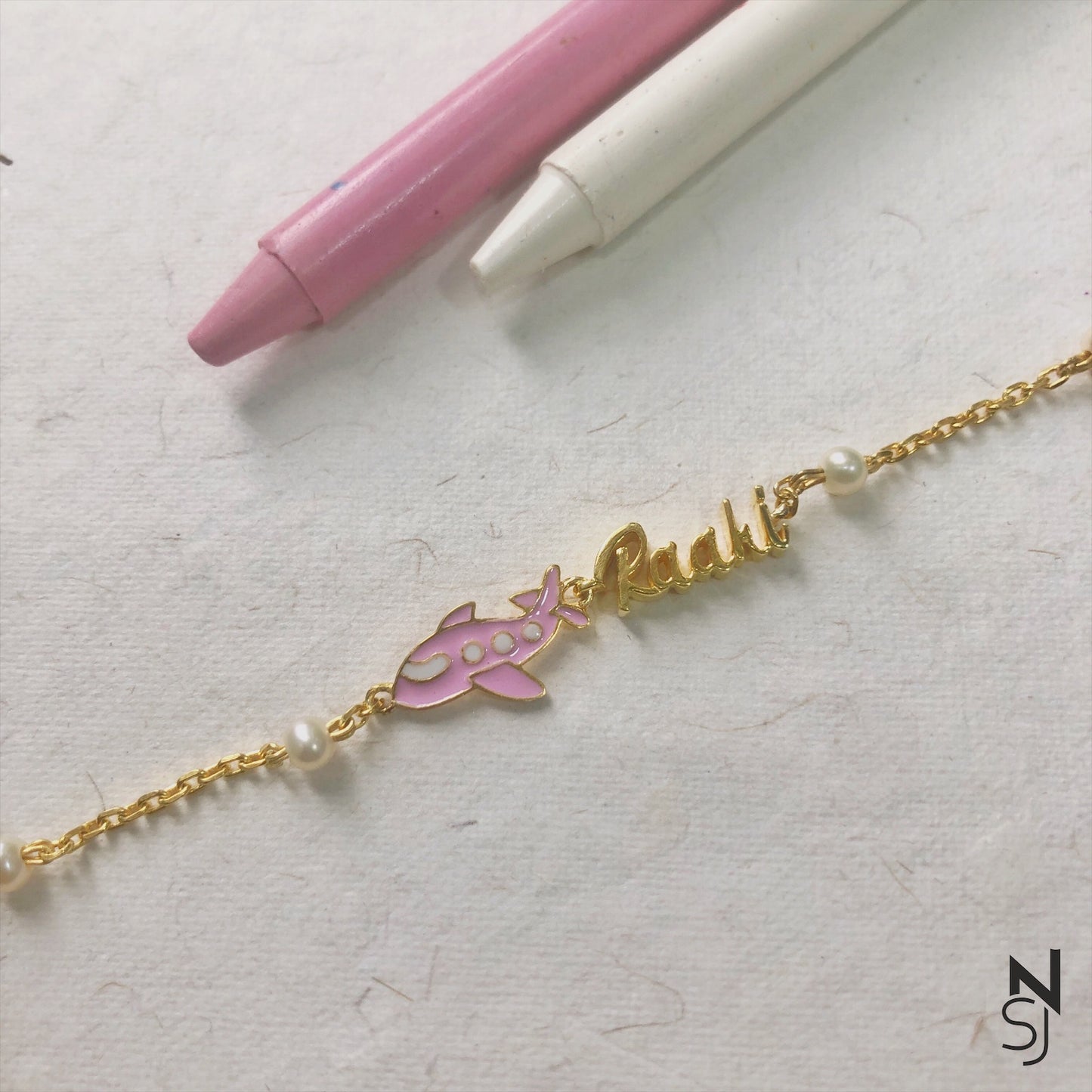 Custom Name and Aeroplane bracelet