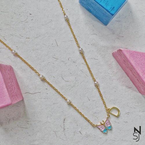Butterfly with Custom Initial Neckchain | Personalised 925 Silver Jewellery for Kids | Niashine