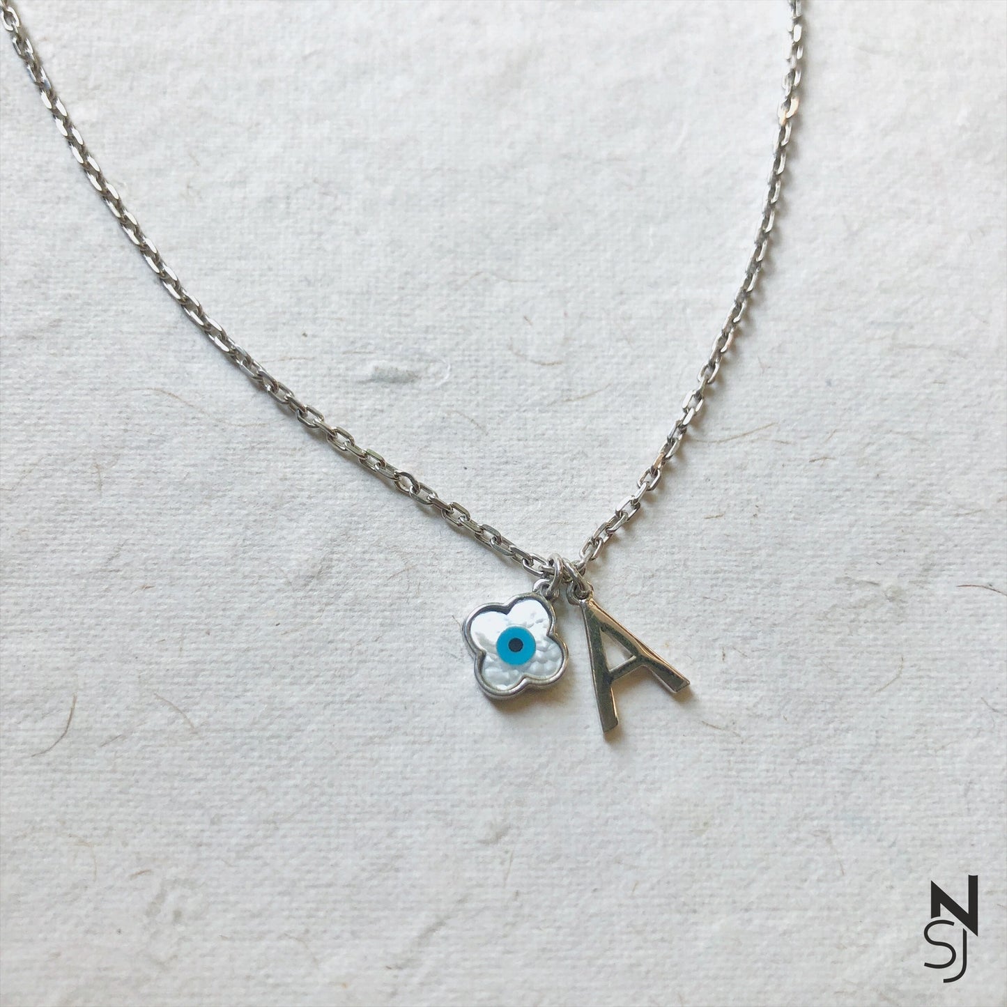 Clover Evil Eye Initial Neckchain