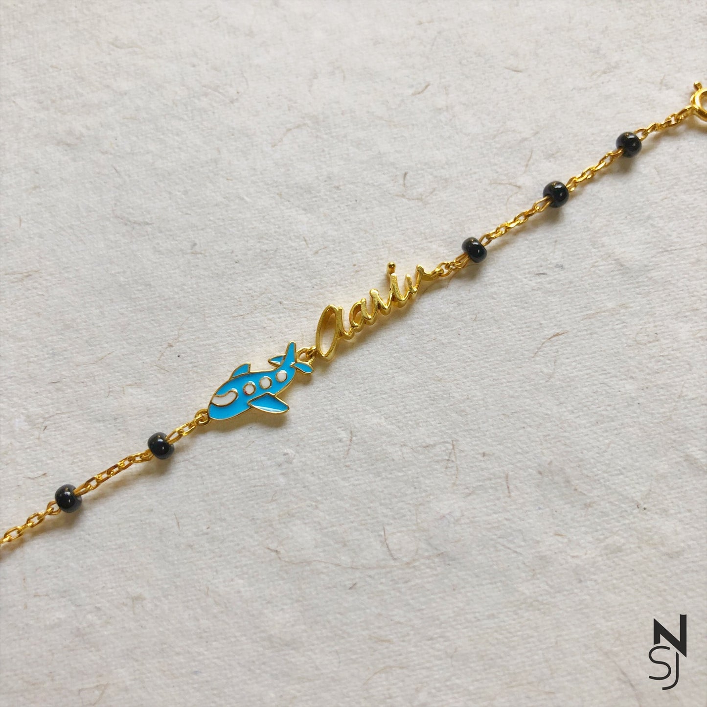 Custom Name Aeroplane Bracelet