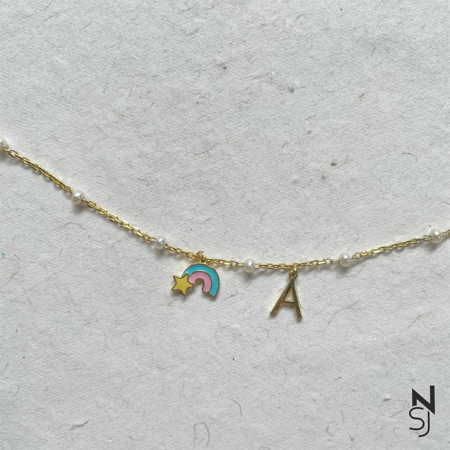 Rainbow and Custom Initial Bracelet