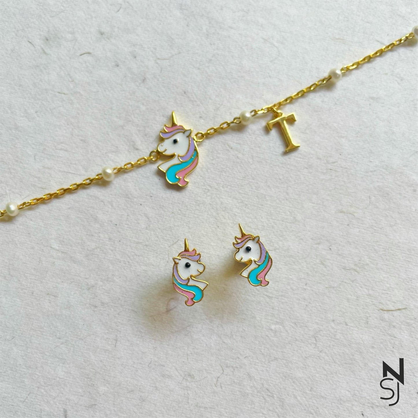 Unicorn Bracelet & Studs Set