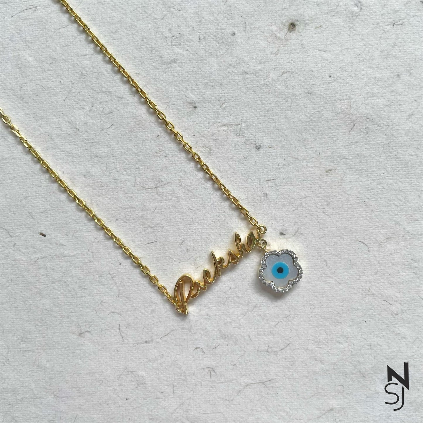 Custom Name Evil Eye Flower Neckchain