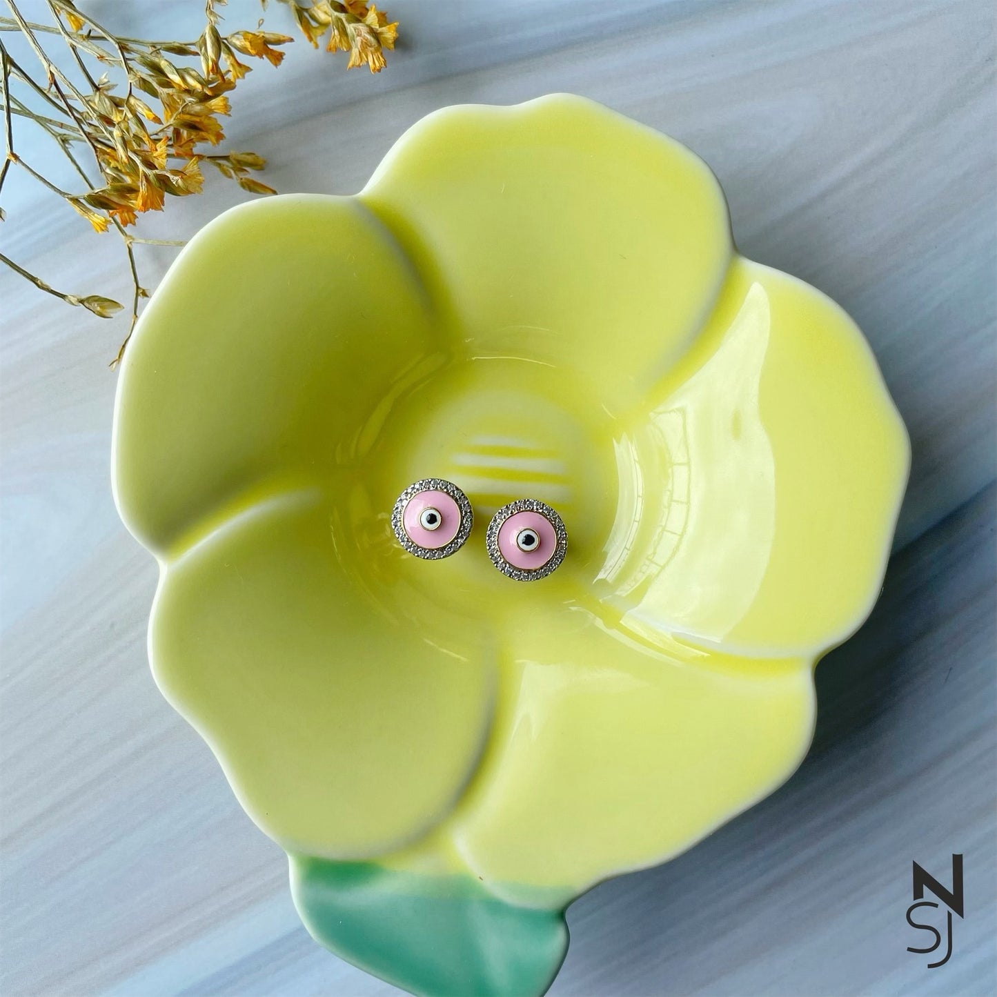 Studded Evil Eye Studs | Personalised 925 Silver Jewellery for Kids | Niashine