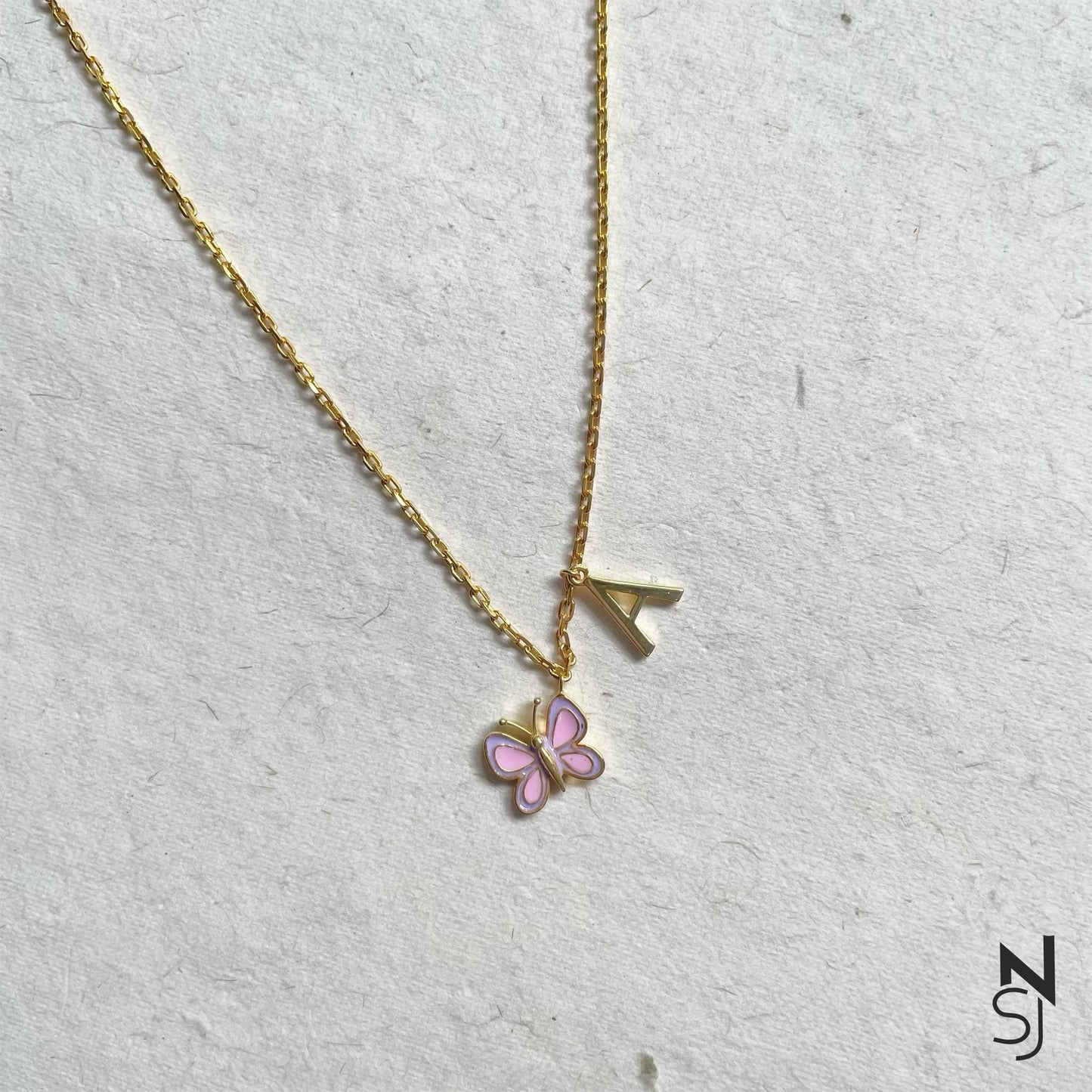Butterfly with Custom Initial Neckchain