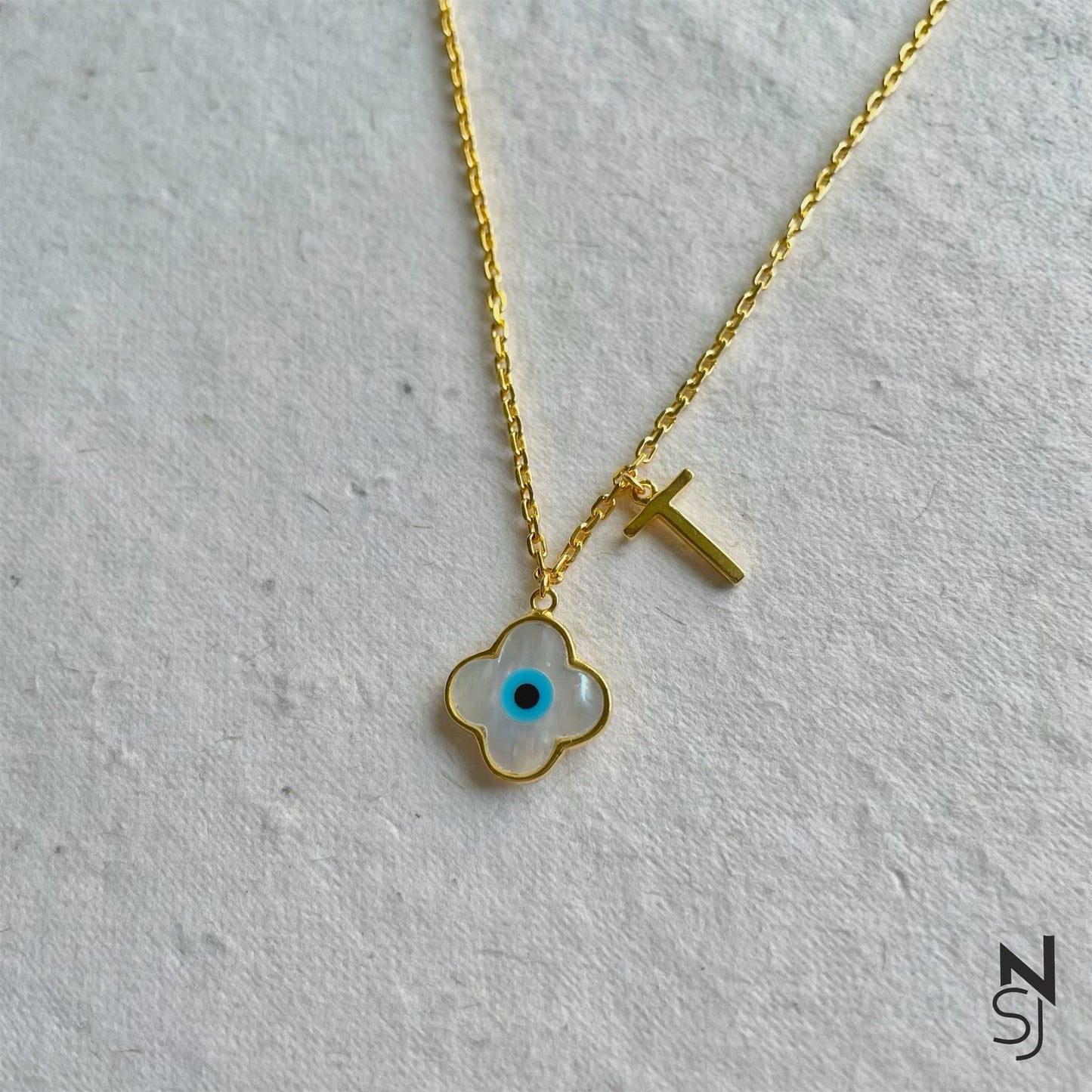 Clover Evil Eye Initial Neckchain