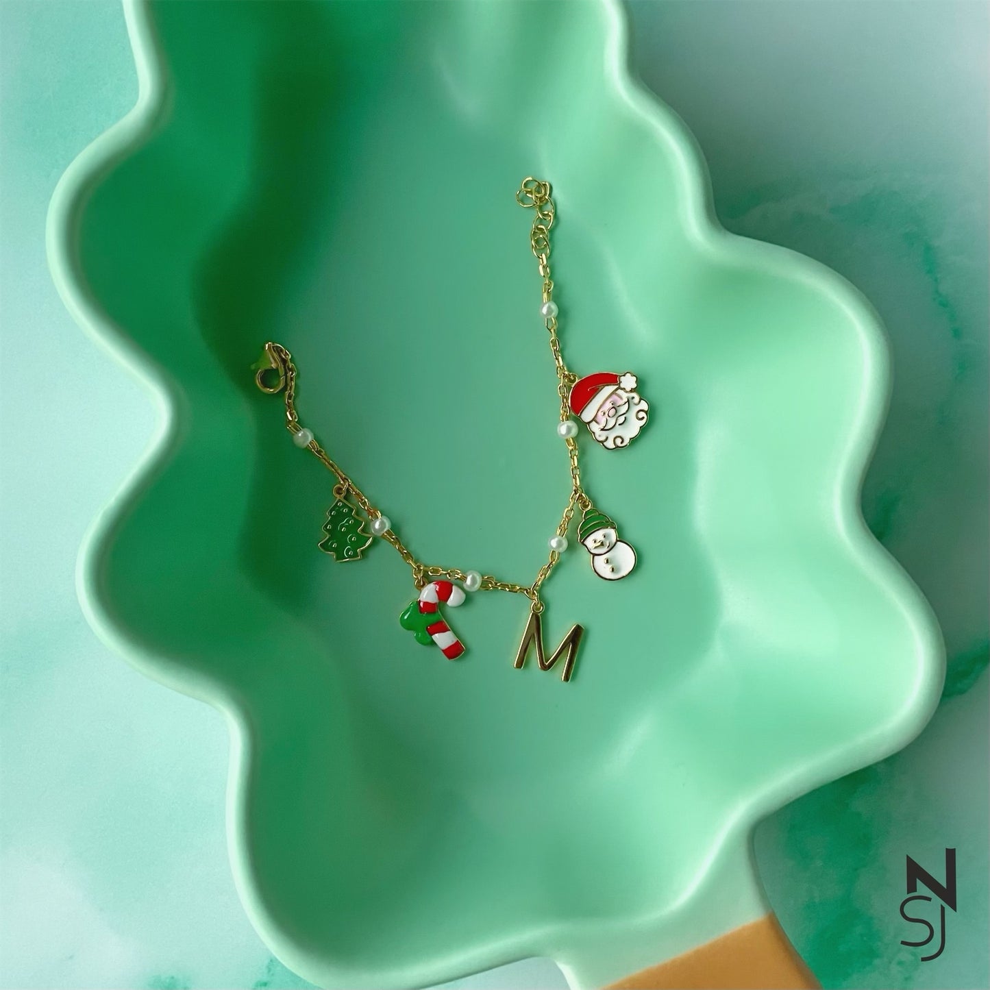 Christmas Fun Initial Charm Bracelet