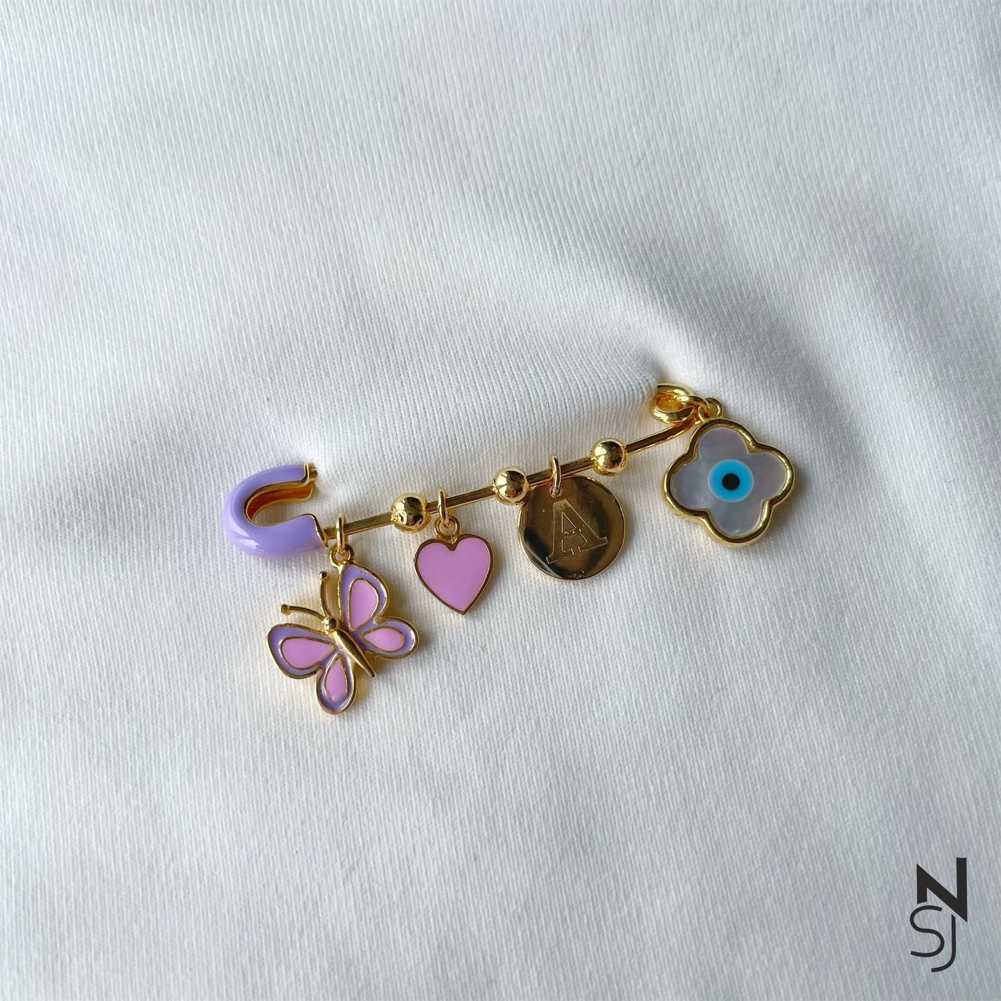 Butterfly Initial Baby Brooch