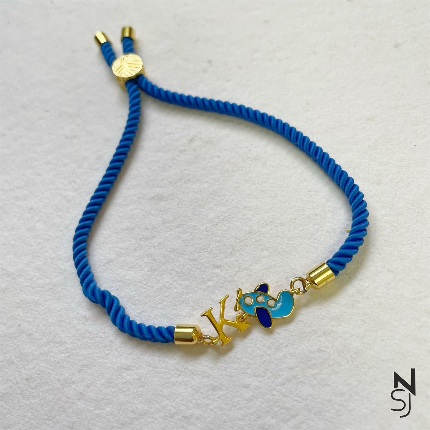 Aeroplane Initial Bracelet