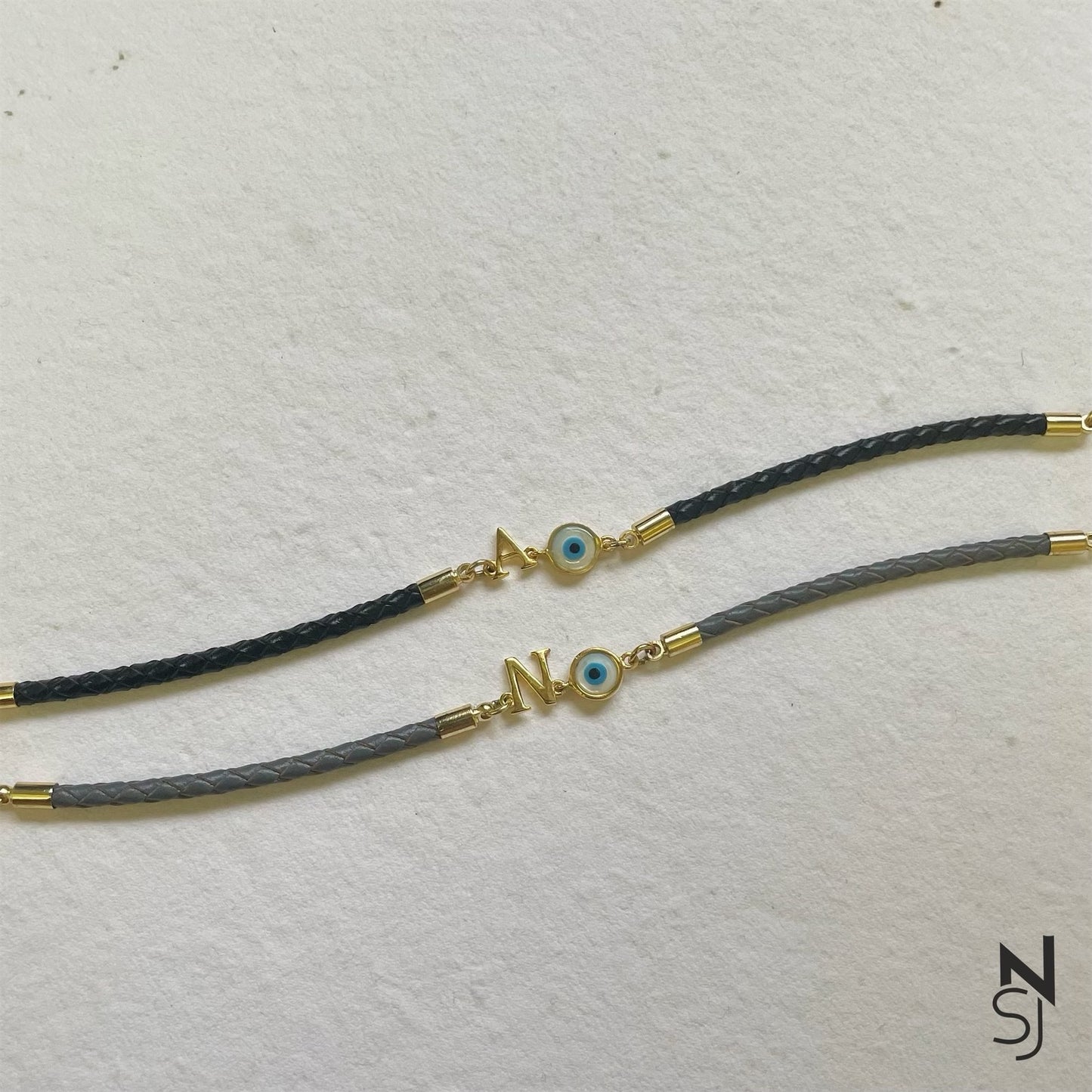 Initial & Evil Eye Bracelet
