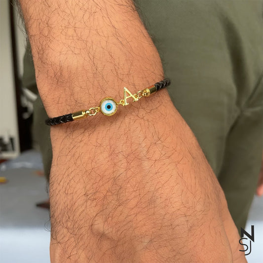 Initial & Evil Eye Bracelet | Personalised 925 Silver Jewellery for Kids | Niashine
