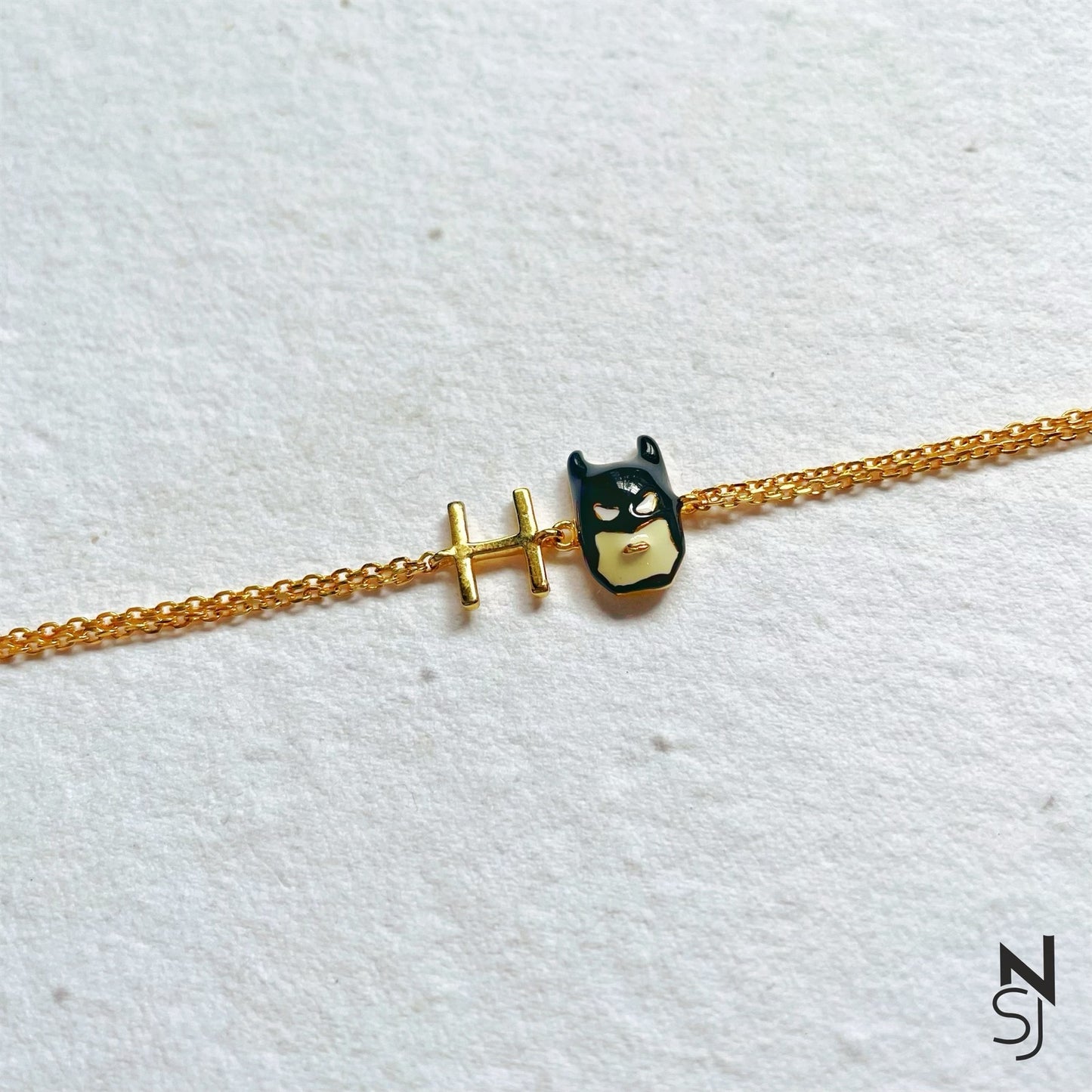 Custom Initial Batman Bracelet | Personalised 925 Silver Jewellery for Kids | Niashine