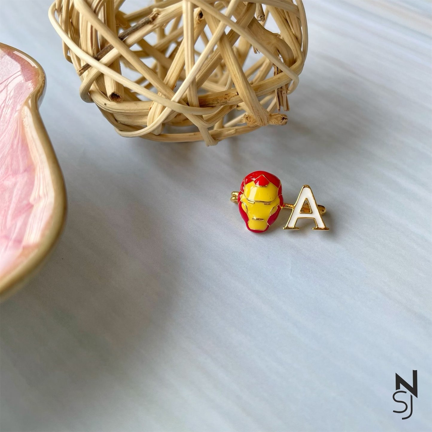 Iron Man Initial Collar Pin | Personalised 925 Silver Jewellery for Kids | Niashine