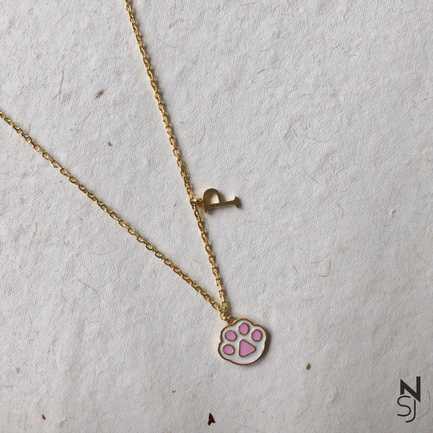 Paw & Custom Initial Neckchain