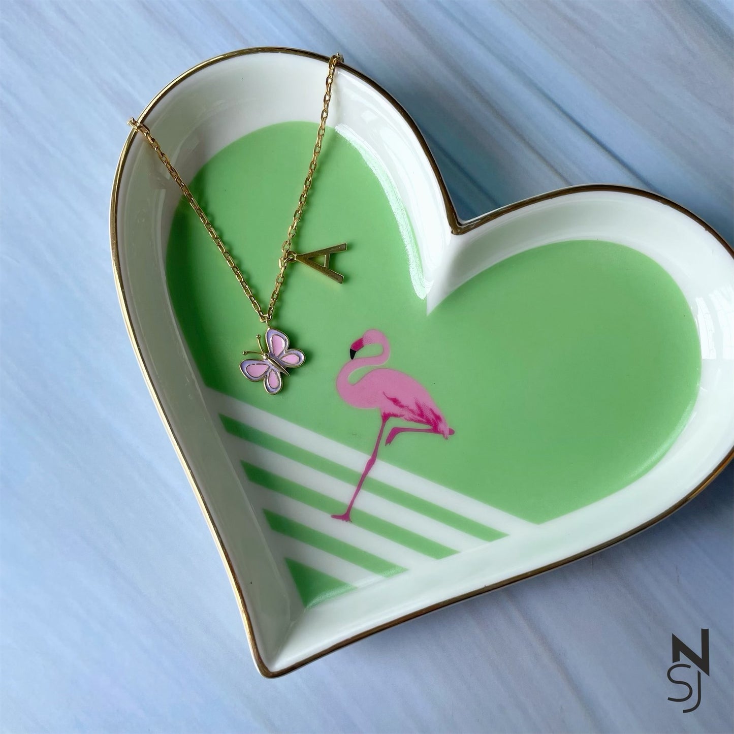 Butterfly with Custom Initial Neckchain