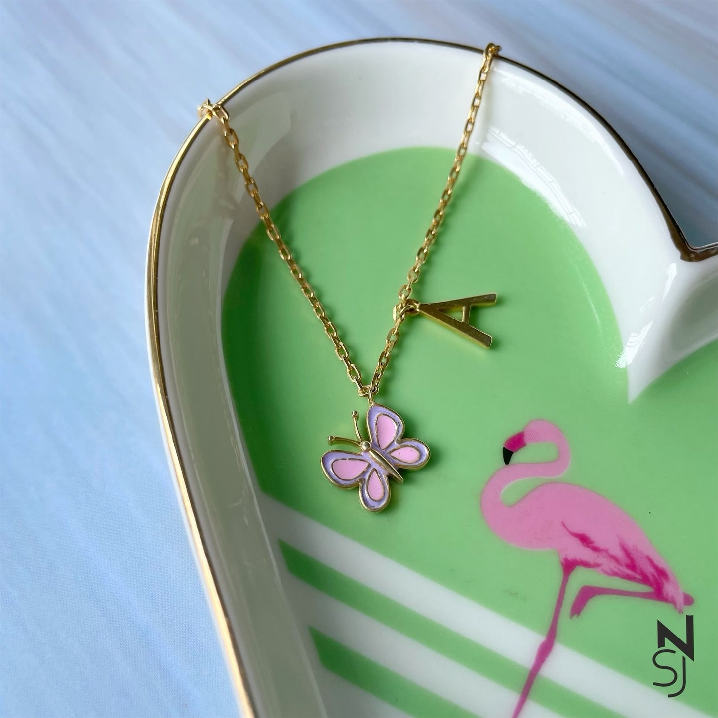 Butterfly with Custom Initial Neckchain