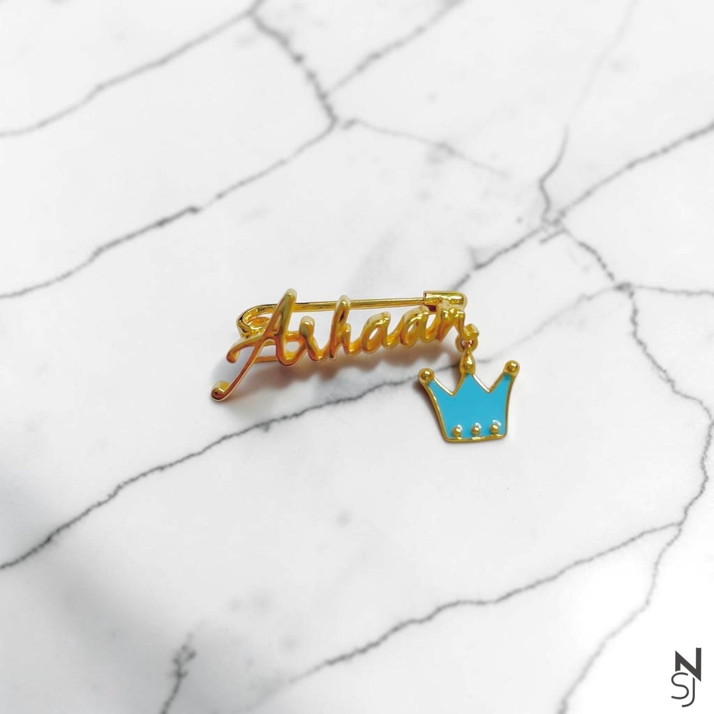 Custom Name Crown Collar Pin
