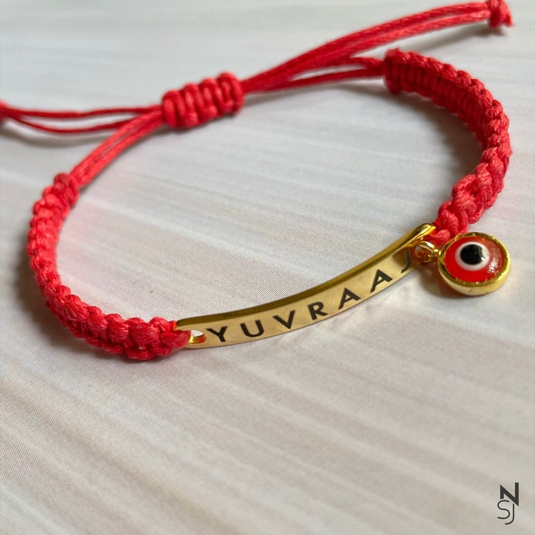 Adjustable Custom Name Evil Eye Bracelet