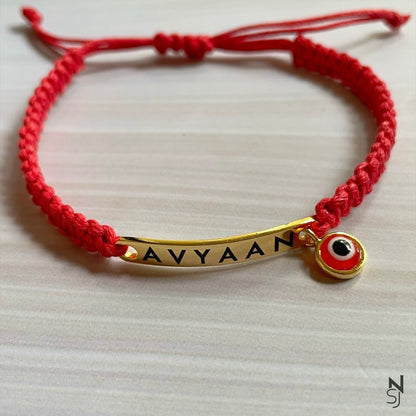Adjustable Custom Name Evil Eye Bracelet
