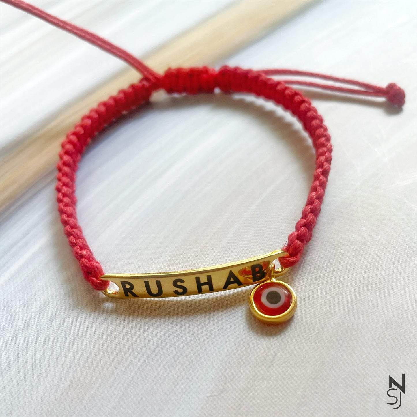 Adjustable Custom Name Evil Eye Bracelet